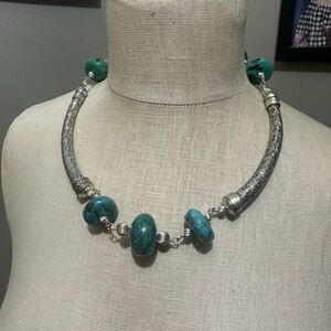 Necklace Natural Turquoise Gemstone Beaded Handmade Fashion Traditional Jewelry